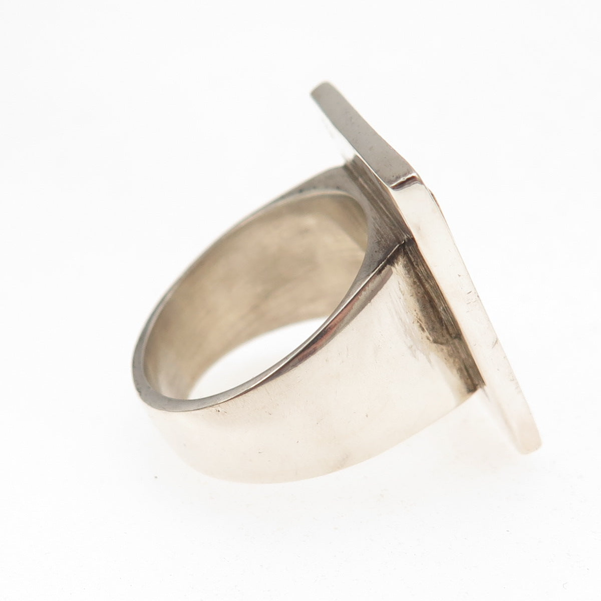 925 Sterling Silver 14K Gold Vintage Modernist Oxidized Ring Size 7