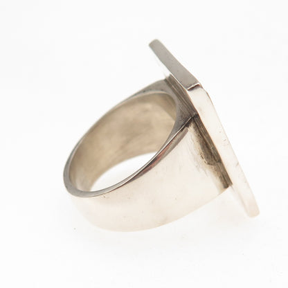 925 Sterling Silver 14K Gold Vintage Modernist Oxidized Ring Size 7