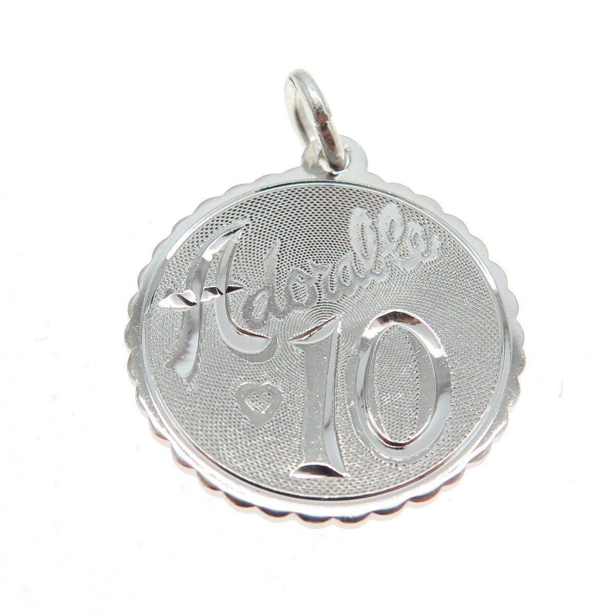 925 Sterling Silver Vintage "Adoralle 10" Charm Pendant