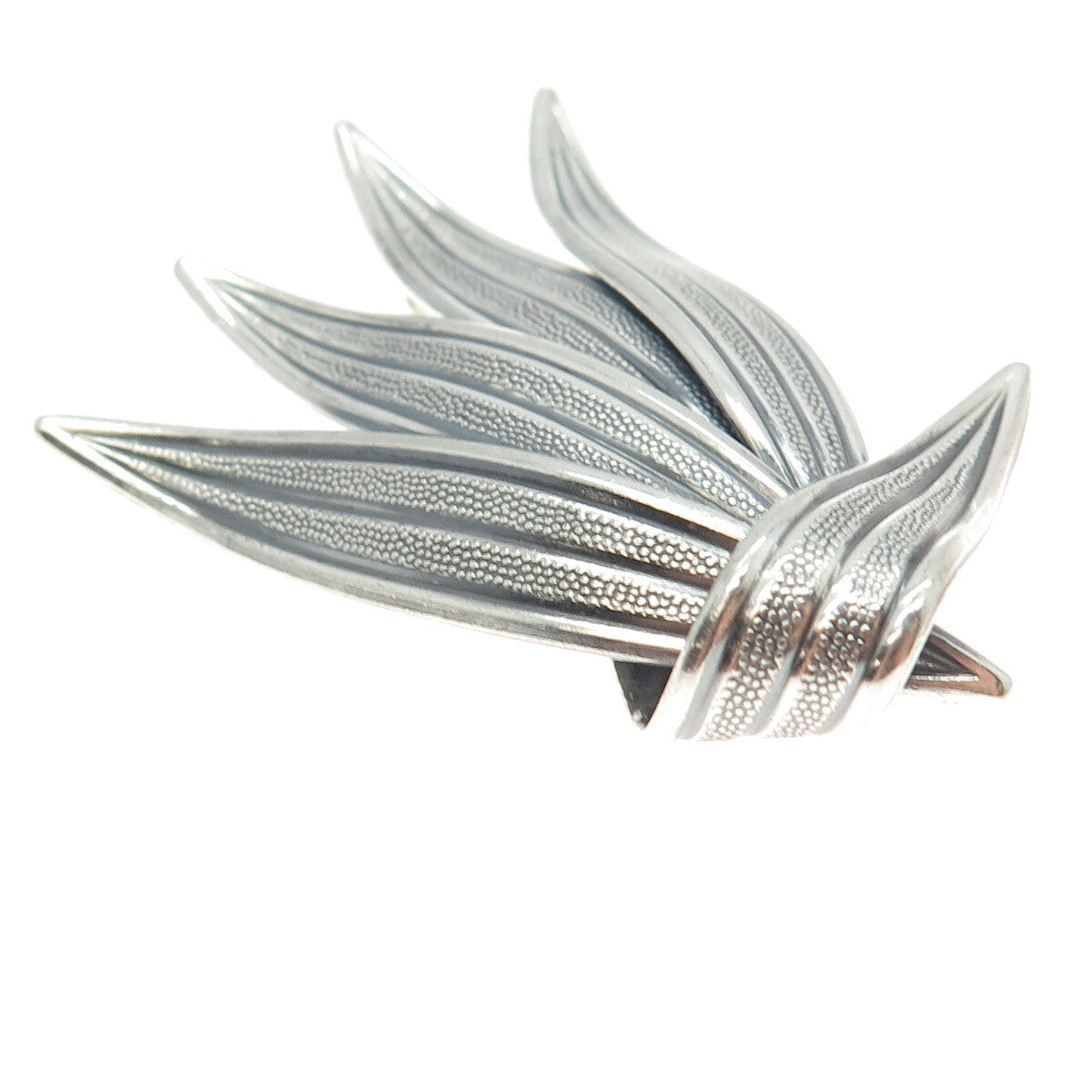 BEAU 925 Sterling Silver Vintage Palm Frond Leaves Pin Brooch