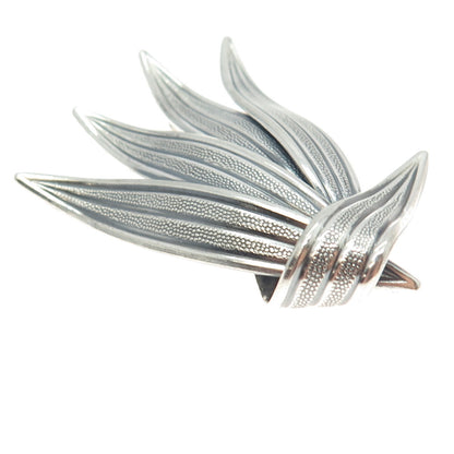 BEAU 925 Sterling Silver Vintage Palm Frond Leaves Pin Brooch