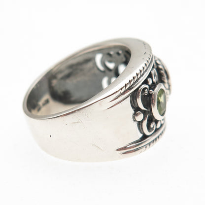 Pranda Sterling Silver Vintage Real Amethyst Peridot & Blue Topaz Ring Size 7.25