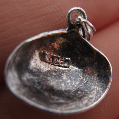 925 Sterling Silver Vintage Seashell Oxidized Minimalist Charm Pendant