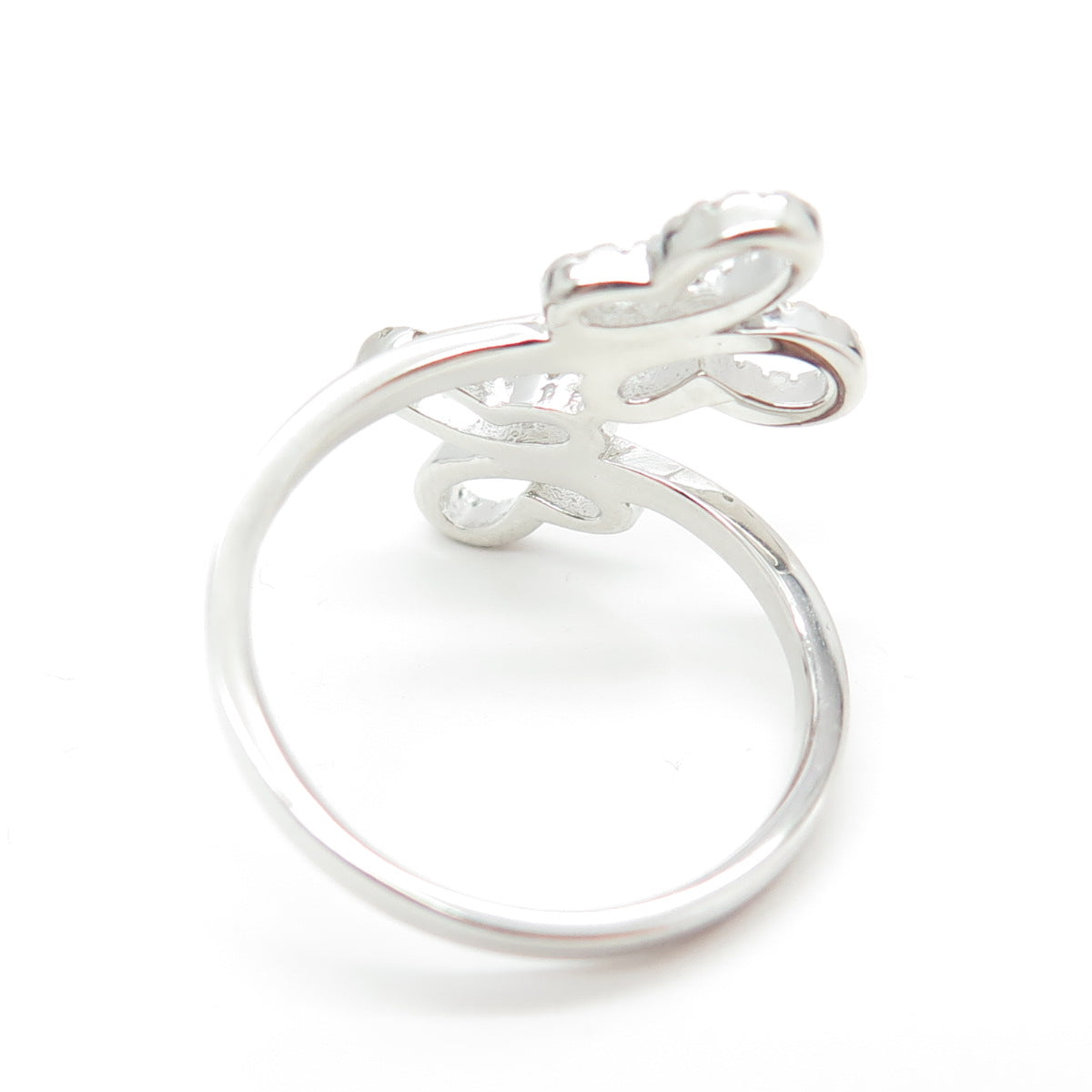 925 Sterling Silver Pave C Z Couple of Butterflies Ring Size 9.25
