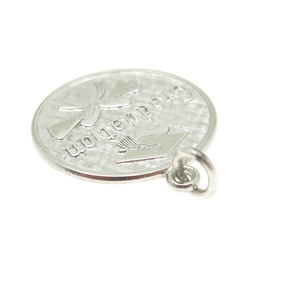 WELLS 925 Sterling Silver Vintage Graduation Round Charm Pendant