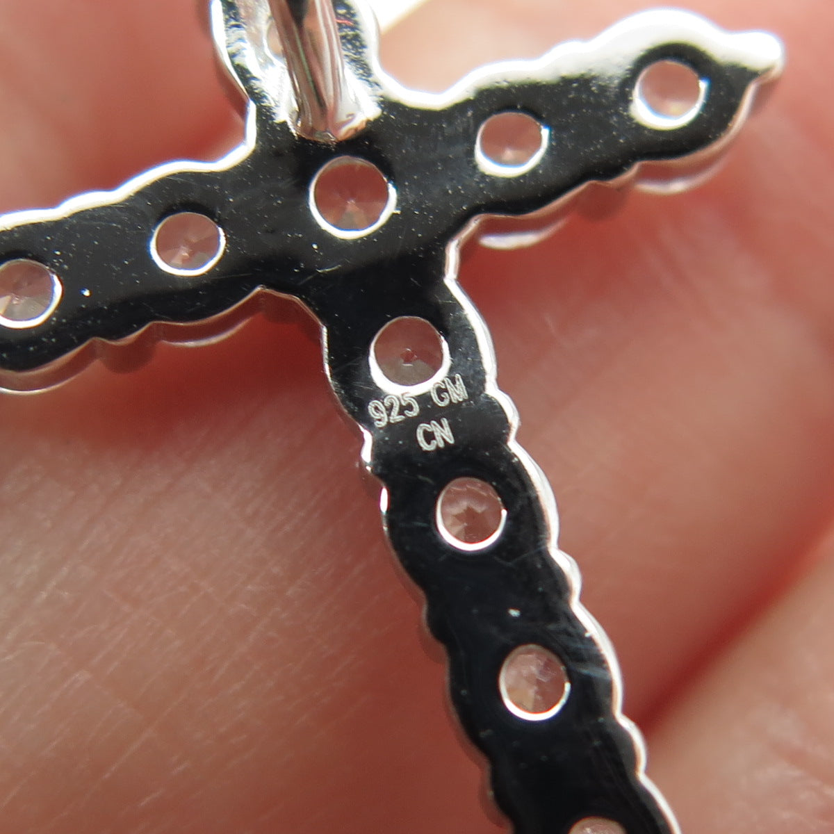 925 Sterling Silver Round-Cut C Z Cross Pendant