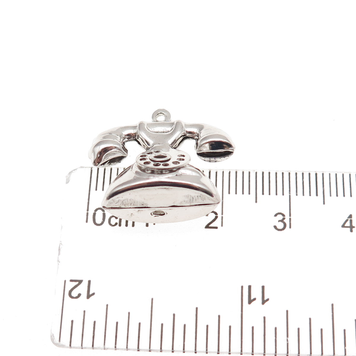 925 Sterling Silver Vintage Retro Rotary Phone 3D Mini Charm Pendant