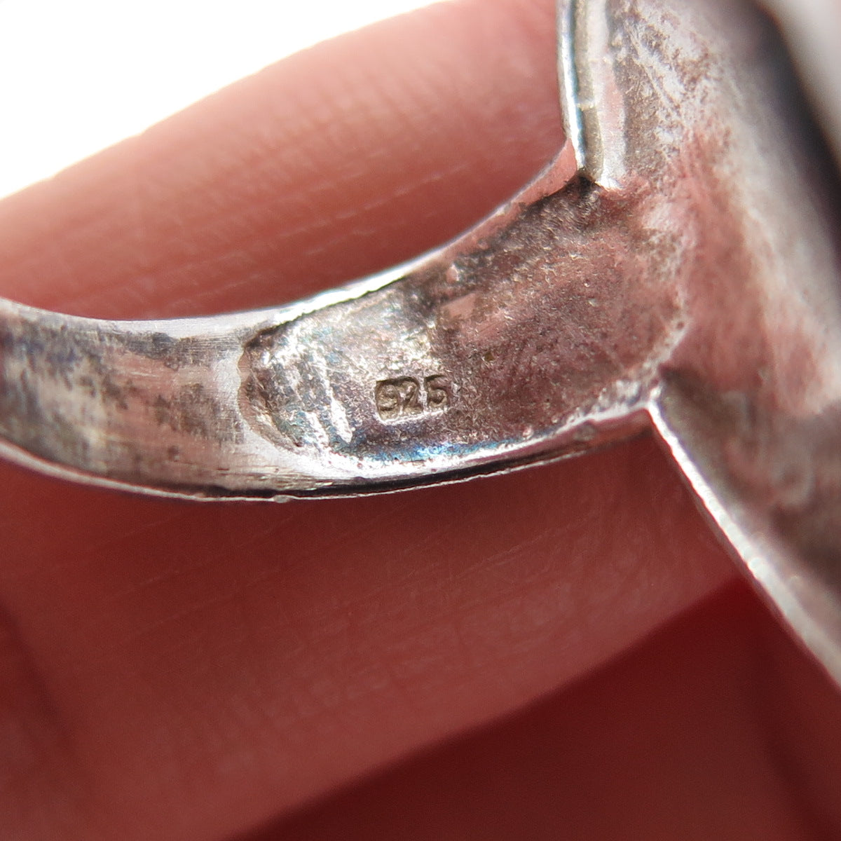 925 Sterling Silver Vintage Modernist Wave Oxidized Ring Size 6.75