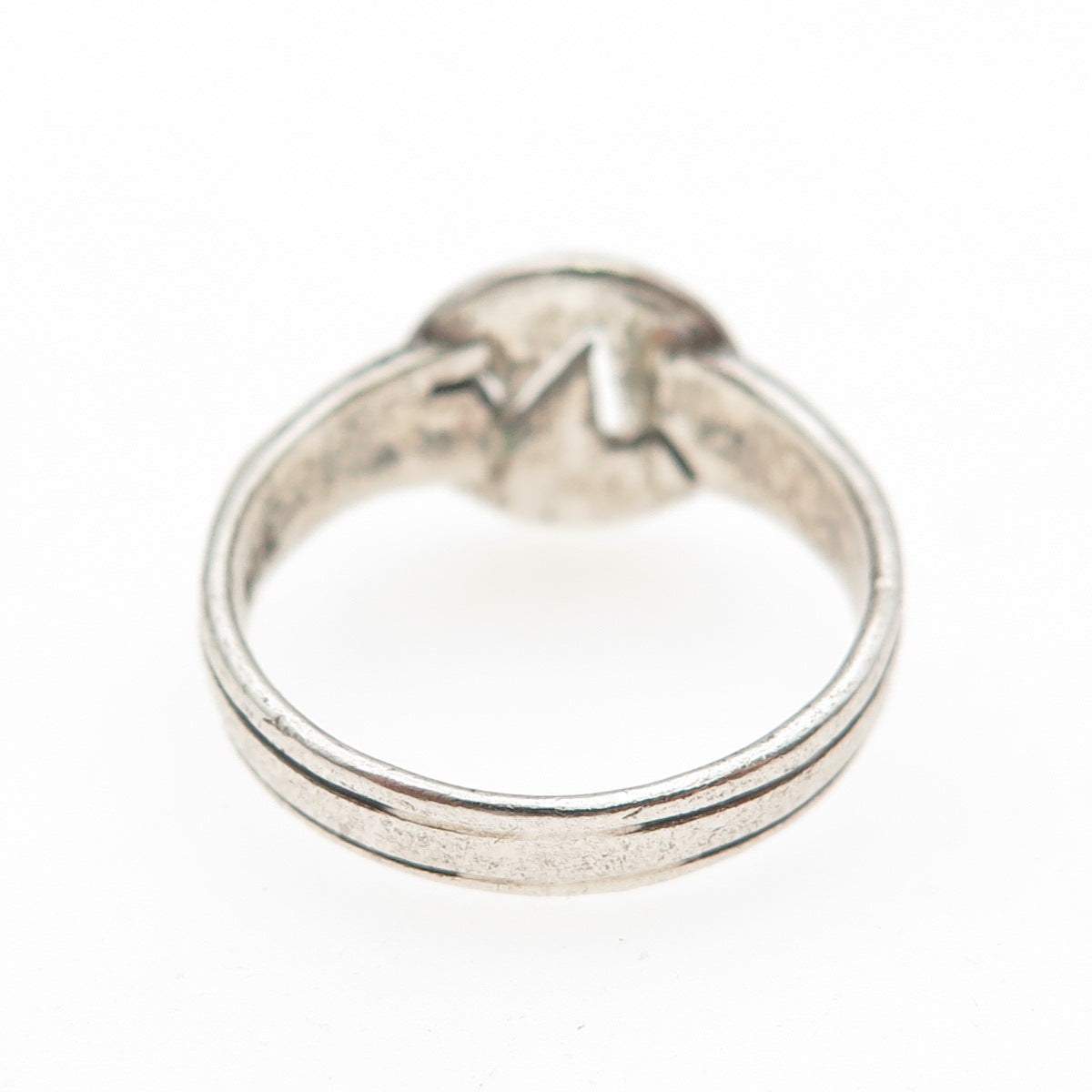 925 Sterling Silver Vintage Heartbeat Oxidized Ring Size 6.25