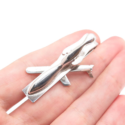 925 Sterling Silver Vintage Airplane Tie Clip