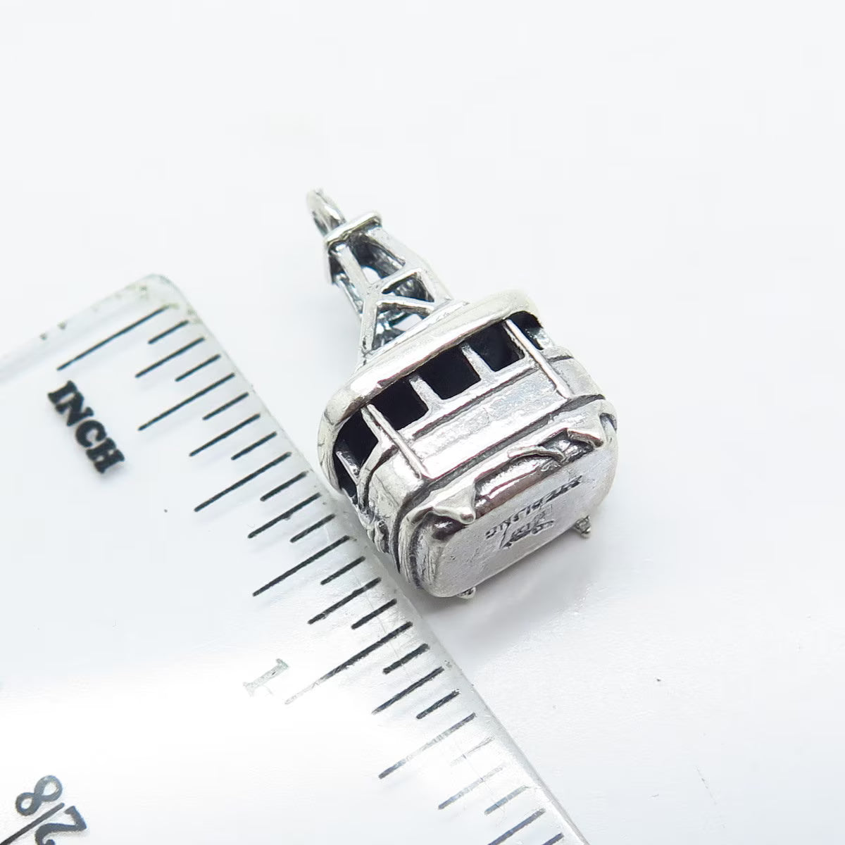 925 Sterling Silver Vintage Bell Trading Post Cable Car Charm Pendant