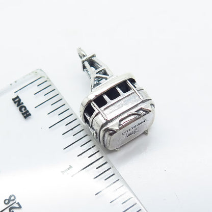 925 Sterling Silver Vintage Bell Trading Post Cable Car Charm Pendant
