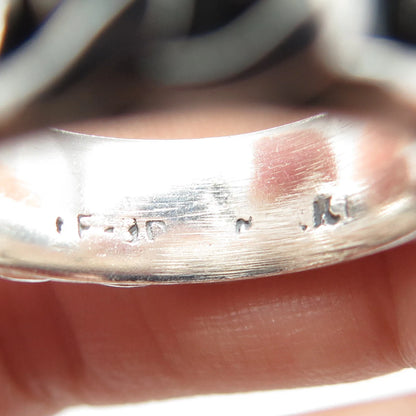 925 Sterling Silver Vintage Cable Link Style Oxidized Band Ring Size 8.75