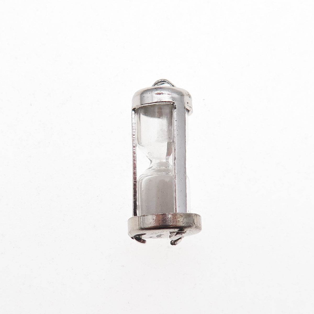 925 Sterling Silver Antique Art Deco Hourglass 3D Charm Pendant