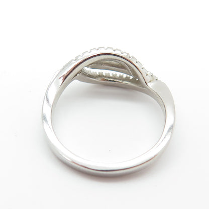 925 Sterling Silver Round-Cut C Z Wavy Ring Size 6.75