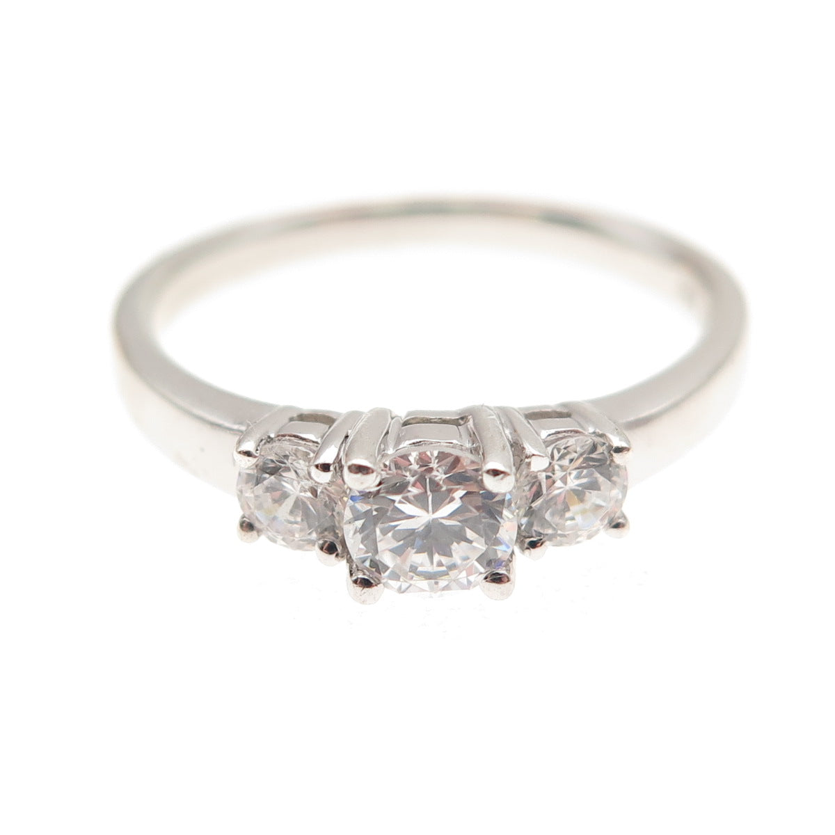 925 Sterling Silver Round-Cut C Z Engagement Ring Size 7