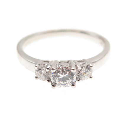 925 Sterling Silver Round-Cut C Z Engagement Ring Size 7
