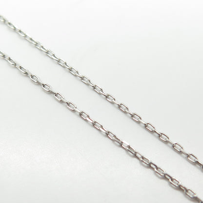 925 Sterling Silver Pave C Z Rolo Chain Necklace 16"