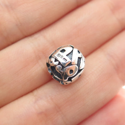 925 Sterling Silver Letter P Initial Oxidized Slide Bead Charm