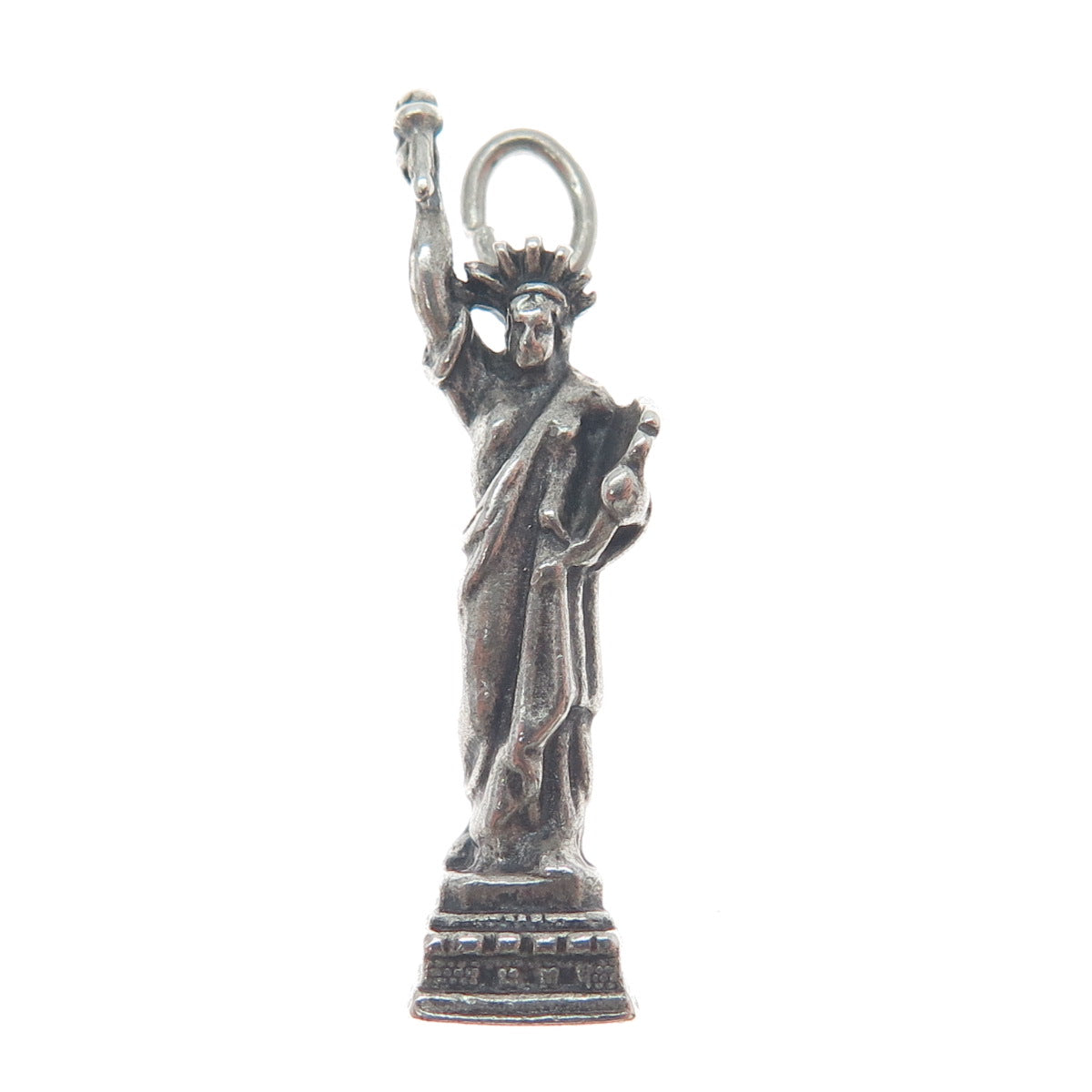 925 Sterling Silver Vintage Statue of Liberty Oxidized 3D Charm Pendant