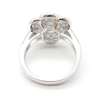 925 Sterling Silver Multi-Cut C Z Floral Ring Size 8.5