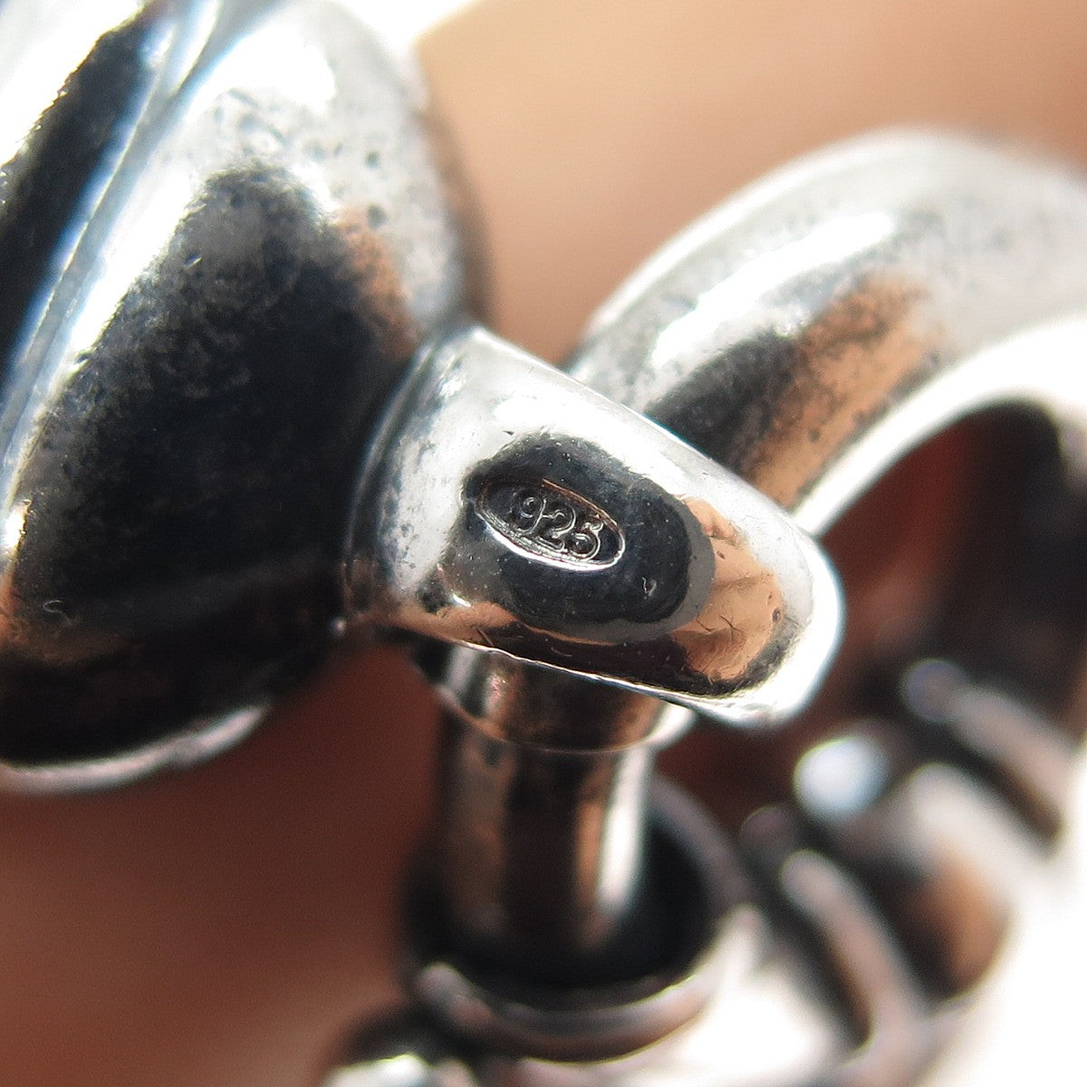 925 Sterling Vintage Italy Heavy 164.5g Modernist Oxidized Chain Necklace 16"