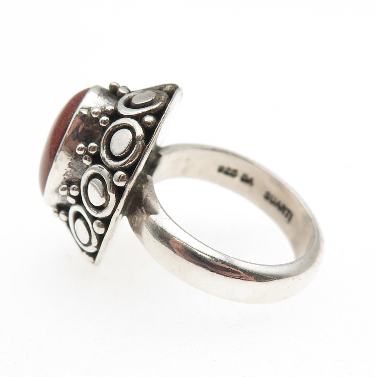Suarti Bali Sterling Silver Vintage Real Goldstone Dotted Oxidized Ring Size 7