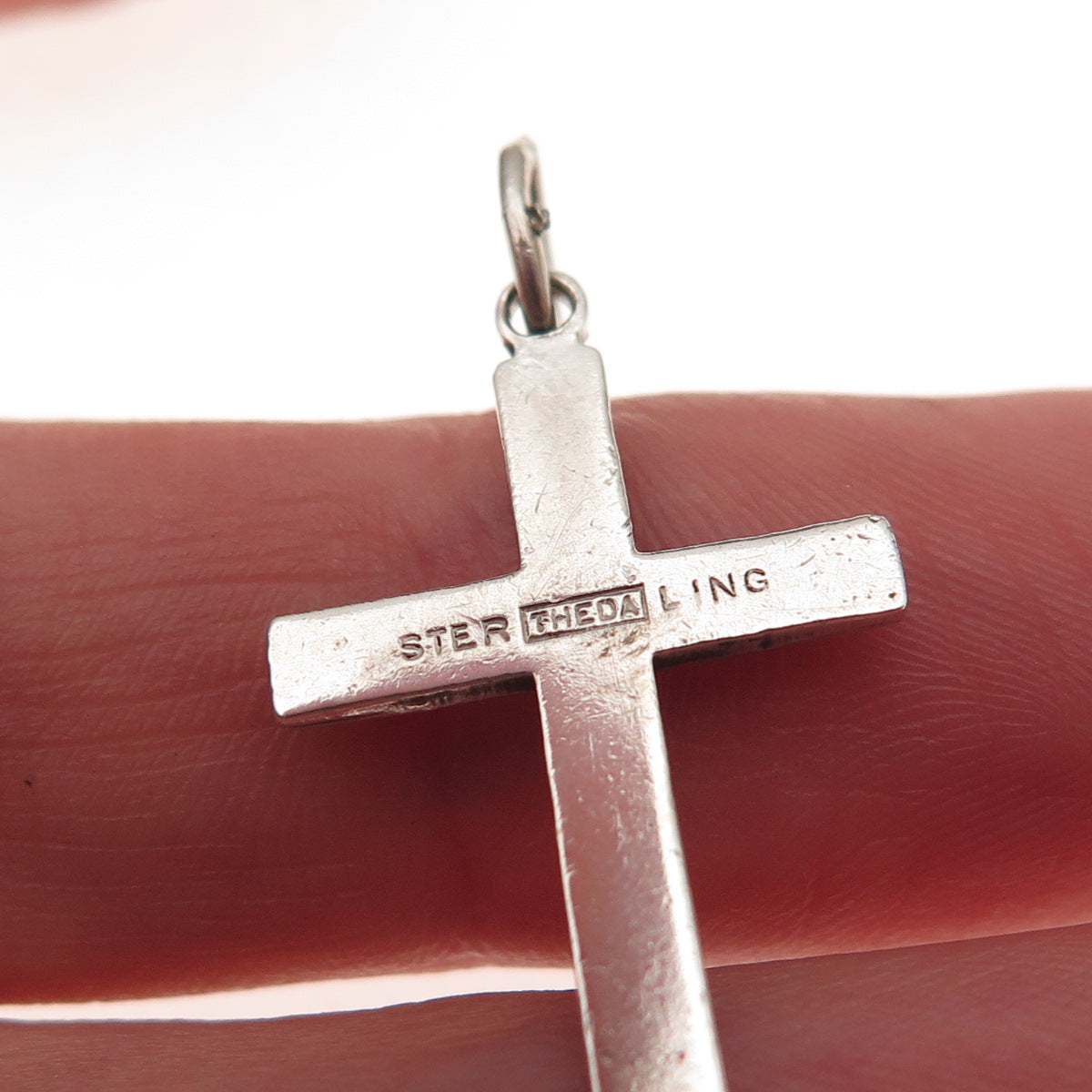 Theda 925 Sterling Silver Antique Art Deco Real Marcasite Cross Charm Pendant