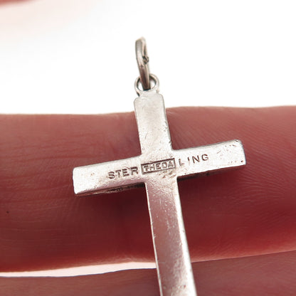 Theda 925 Sterling Silver Antique Art Deco Real Marcasite Cross Charm Pendant