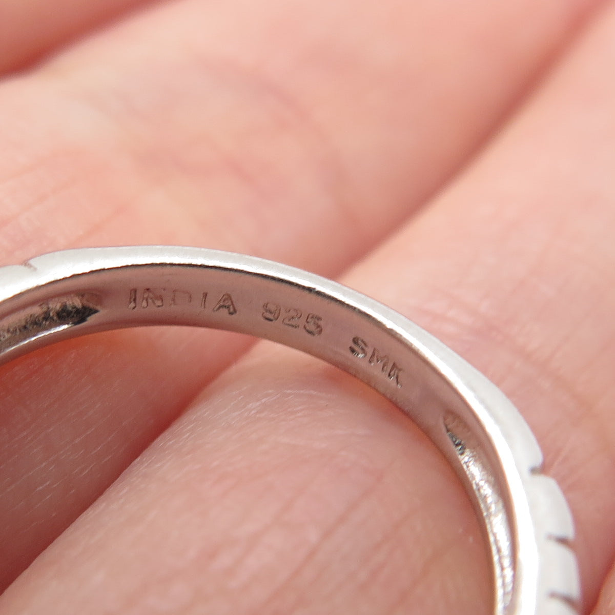 925 Sterling Silver 2-Tone Real Diamond & Amethyst Ring Size 6.75