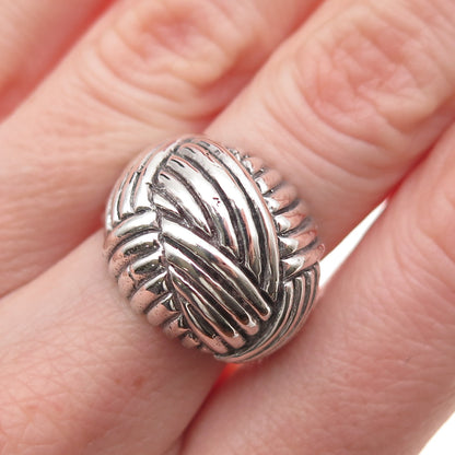 925 Sterling Silver Vintage Mexico Modernist Dome Oxidized Ring Size 6