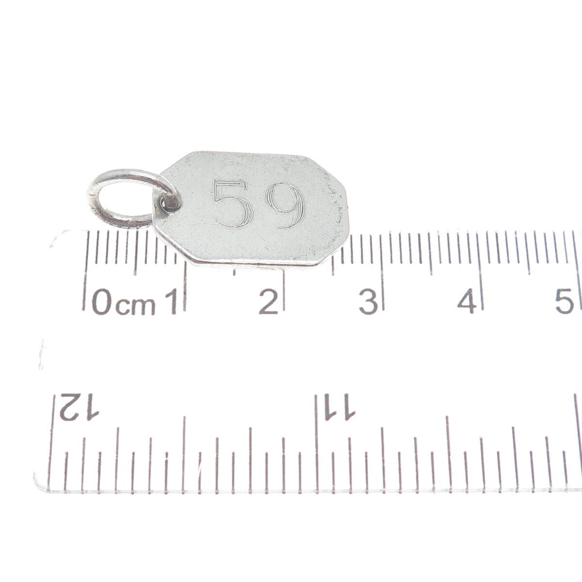925 Sterling Silver Vintage "First Team 59" Tag Charm Pendant