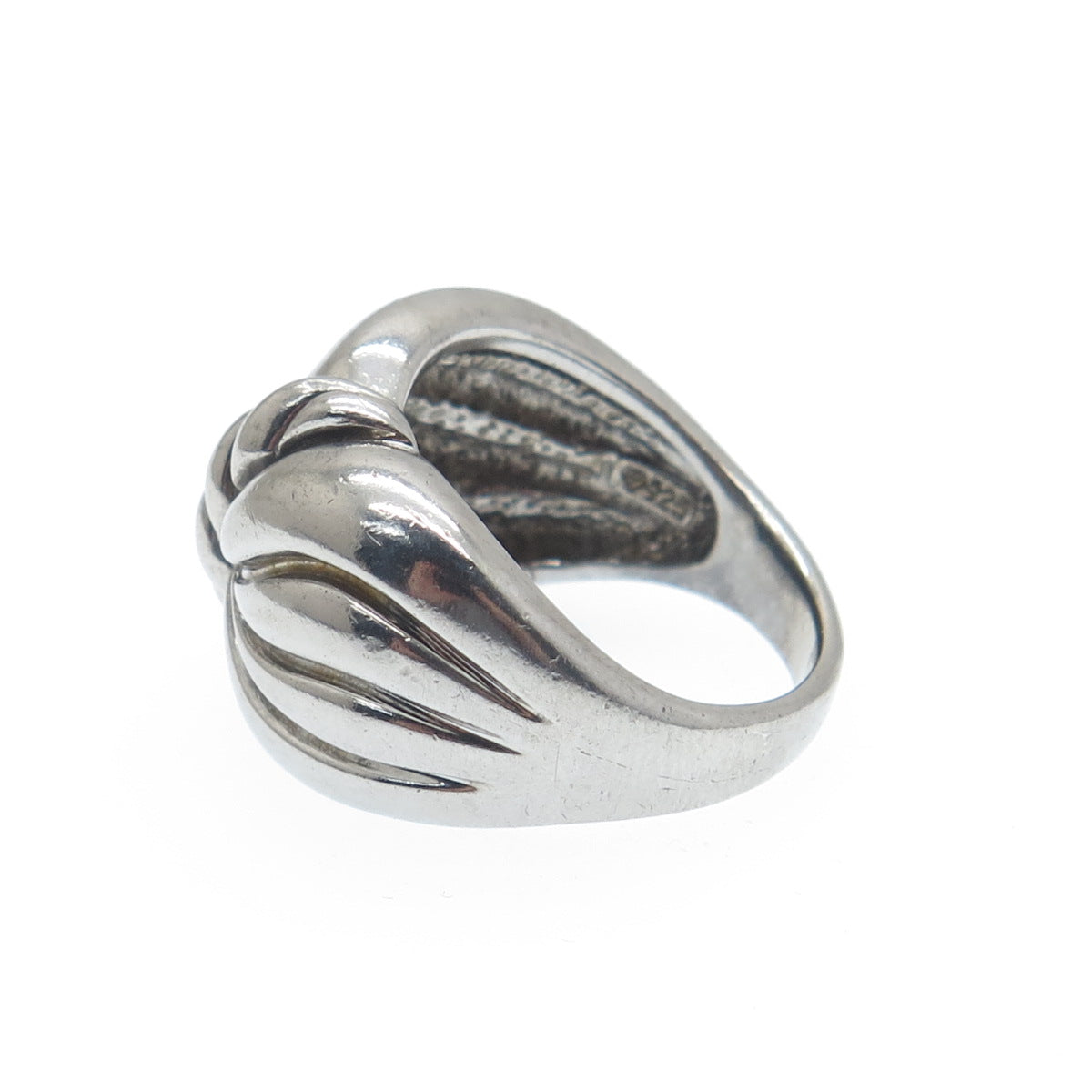 925 Sterling Silver Vintage Modernist Butterfly Oxidized Ring Size 7.25