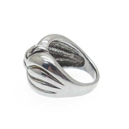 925 Sterling Silver Vintage Modernist Butterfly Oxidized Ring Size 7.25
