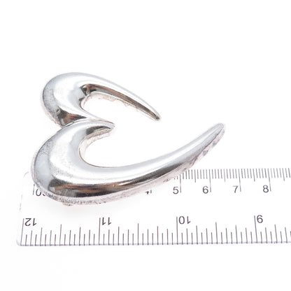SIERRA 925 Sterling Silver Vintage Mexico Modernist Heart Pin Brooch