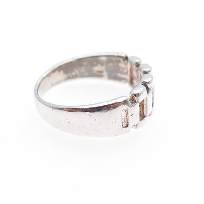 925 Sterling Silver Vintage Panther Link Oxidized Ring Size 7.25