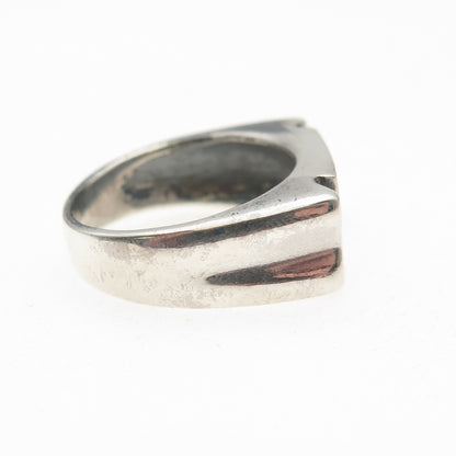 925 Sterling Silver Vintage Greek Maze Oxidized Ring Size 7