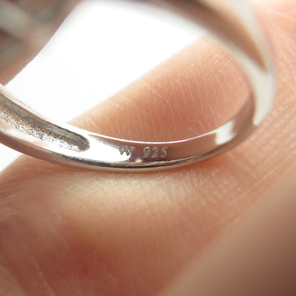 925 Sterling Silver Lab-Created Ruby & C Z Ring Size 5