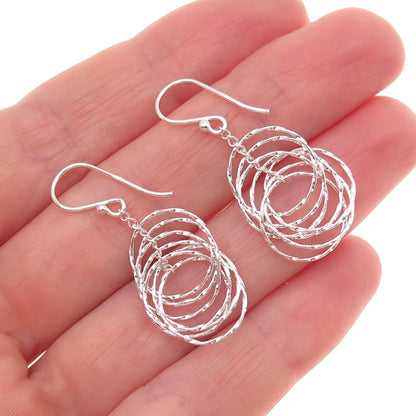 925 Sterling Silver Interlocked Circle Dangle Earrings