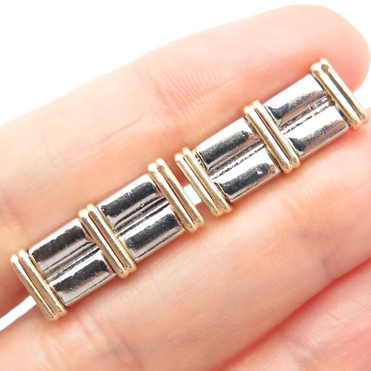 925 Sterling Silver 2-Tone Vintage Square Cufflinks
