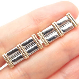925 Sterling Silver 2-Tone Vintage Square Cufflinks