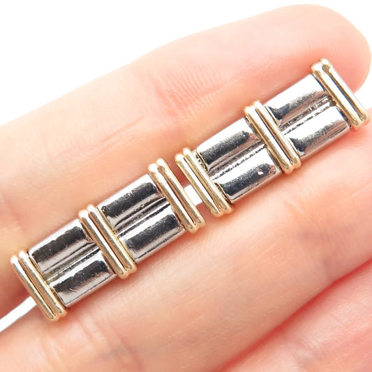 925 Sterling Silver 2-Tone Vintage Square Cufflinks
