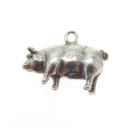 925 Sterling Silver Vintage Pig / Boar 3D Pendant