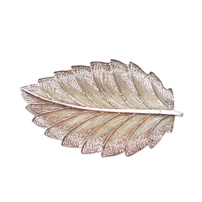 925 Sterling Silver Gold Plated Vintage GV Portugal Filigree Floral Leaf Brooch