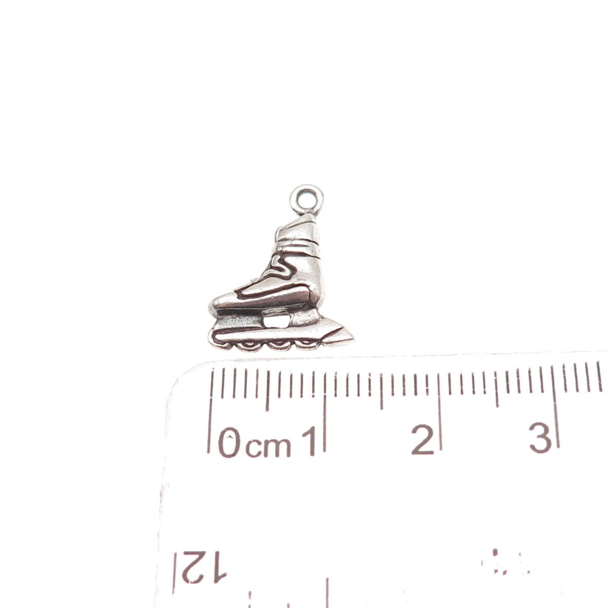 925 Sterling Silver Vintage Rollerblade Skate Oxidized Mini Charm Pendant