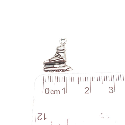 925 Sterling Silver Vintage Rollerblade Skate Oxidized Mini Charm Pendant