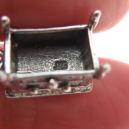 925 Sterling Silver Vintage Chest of Drawers Minimalist 3D Charm Pendant