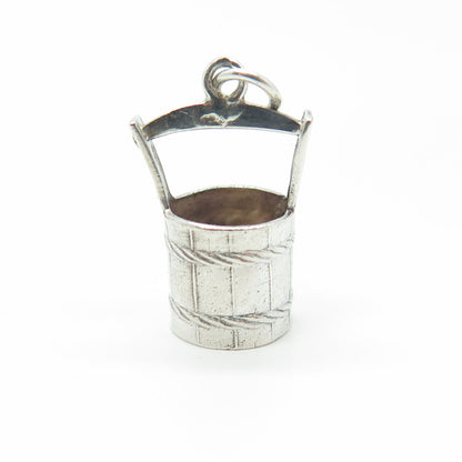 925 Sterling Silver Vintage Water Bucket Charm Pendant