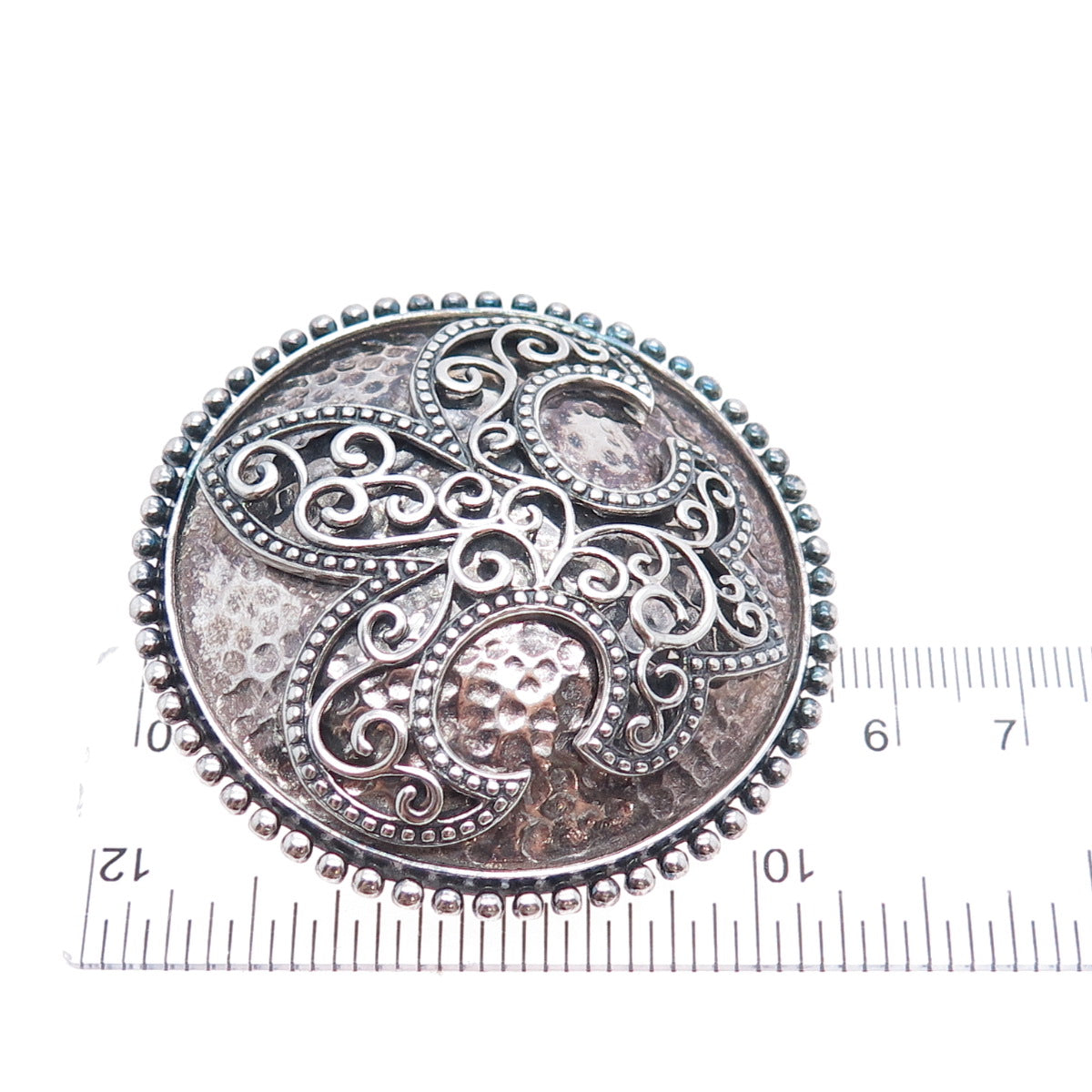 CFJ Collins Fine 925 Sterling Silver Vintage Fleur de Lis Oxidized Slide Pendant