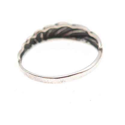 925 Sterling Silver Vintage Modernist Ribbed Oxidized Ring Size 7